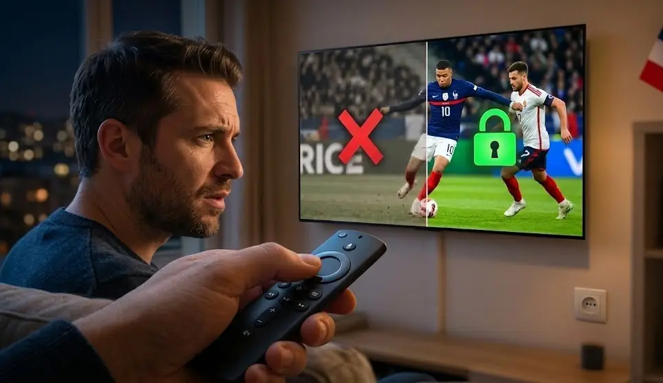 Une télévision affichant un message d'erreur 'Stream Failed' avec une icône de réparation à côté d'un routeur Wi-Fi.